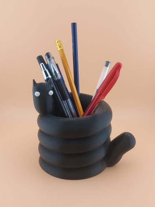 Cat Pen Pot | Unique 3D Printed Desk Organizer | Office Decor | Functional Art | Stationery Storage | Desk Accessory